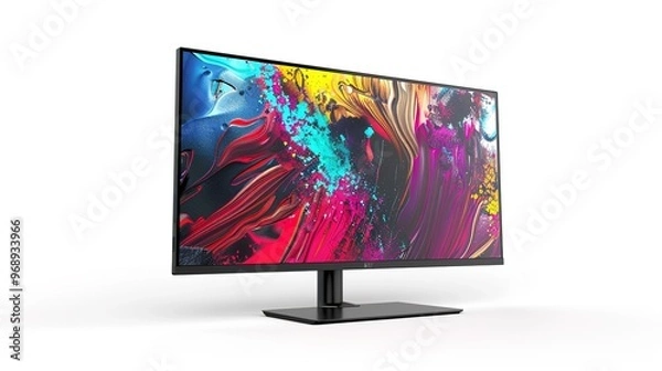 Fototapeta A sleek desktop monitor with detailed edges on a white background.