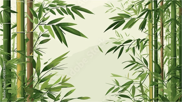 Obraz Tropical Bamboo Backdrop in Japanese Minimalist Style