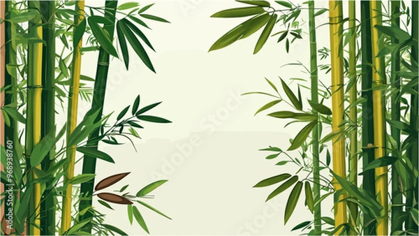 Obraz Stylish Bamboo Vector Background with Asian Nature Elements