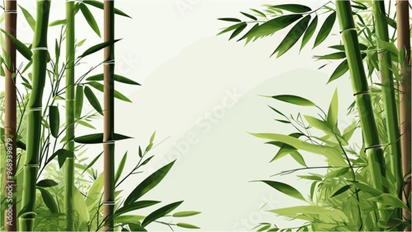 Obraz Elegant Bamboo Vector Leaf Background in Modern Asian Style