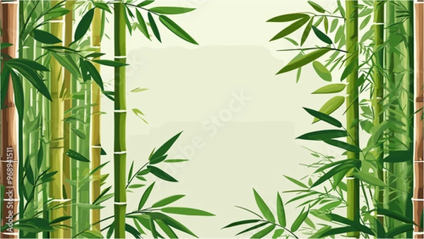Obraz Elegant Bamboo Vector Leaf Background in Modern Asian Style
