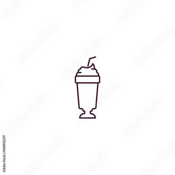 Fototapeta milk shake  outline icon. Linear vector from food concept. Thin line milk shake  icon isolated on white background