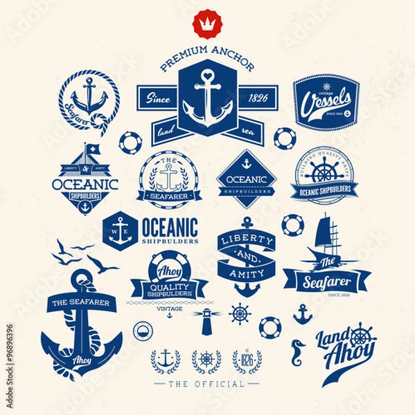 Fototapeta Nautical Badges And Labels