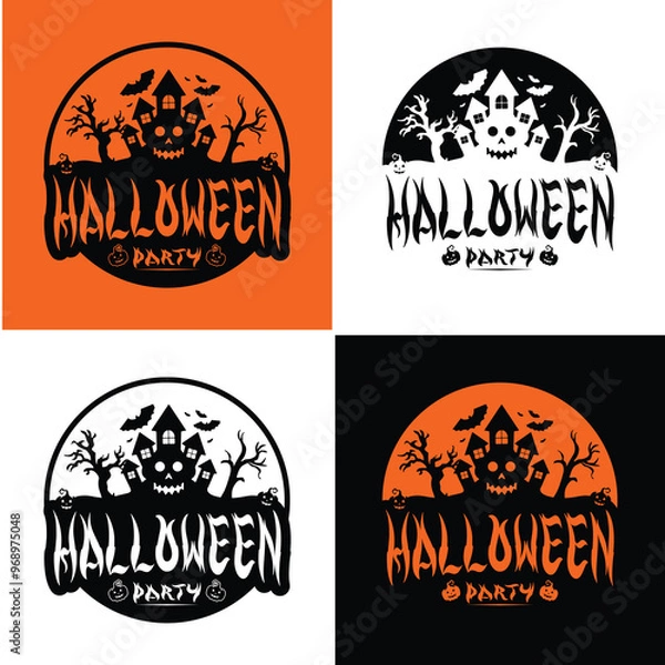 Fototapeta Make your Halloween projects stand out with this 'Halloween House' logo! Available in multiple color schemes, it's perfect for posters, social media graphics, or merchandise 