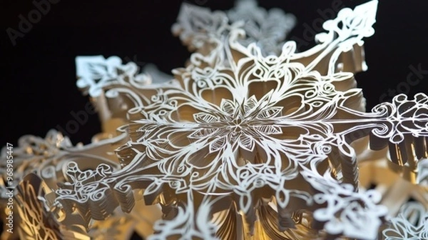 Fototapeta Intricate laser cut paper snowflake designs