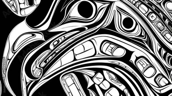 Fototapeta Intricate Northwest Coast Haida formline art patterns