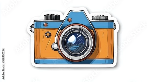 Fototapeta colorful illustration of a vintage camera, showcasing its unique design and retro appeal, perfect for photography enthusiasts.