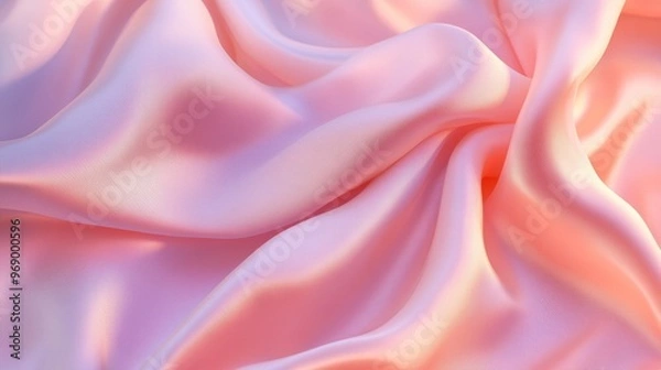 Fototapeta Close-up of pink silk fabric texture, elegant abstract concept