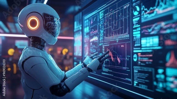 Fototapeta Futuristic AI-Powered Remote Learning Platforms: Students using advanced AI platforms that adapt lessons to their learning styles in real-time.