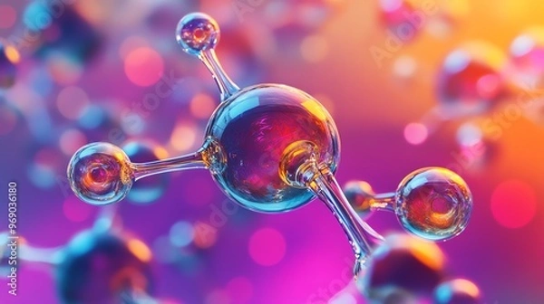 Fototapeta A Close-Up of a Transparent Molecular Structure with Vibrant Colors