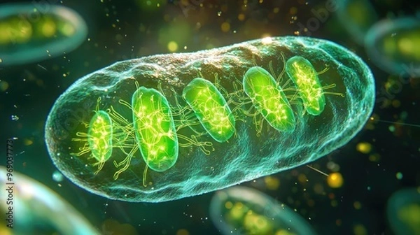 Fototapeta Macro view of plant cell mitochondria