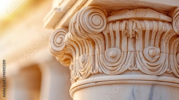 Fototapeta A close up of a pillar with decorative carvings on it, AI