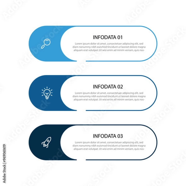 Fototapeta 3 step process infographic template vector with icons can be used for workflow, business information, presentation and web graphic design 