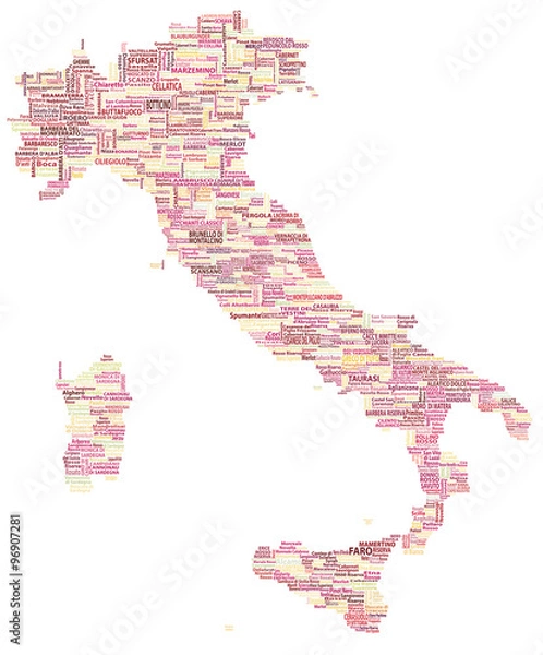 Fototapeta mappa italiana dei vini