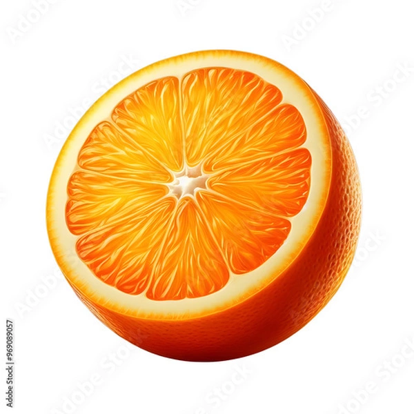 Obraz Half orange slice on transparent background.