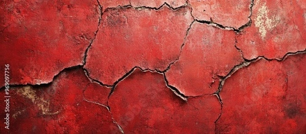 Obraz Close up background of cracked red concrete texture. with copy space image. Place for adding text or design