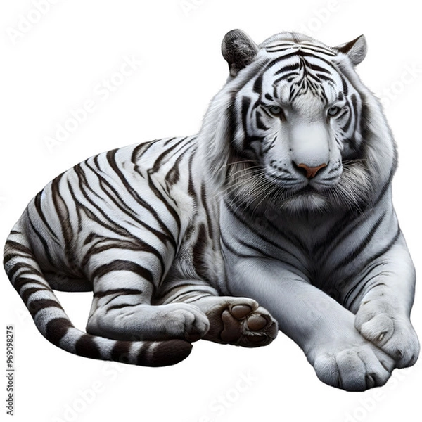 Obraz White tiger sitting on transparent background