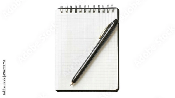 Fototapeta Blank notepad with pen on transparent background