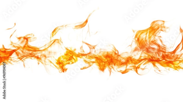 Fototapeta Fire flame isolated on transparent  background, dynamic and intense heat