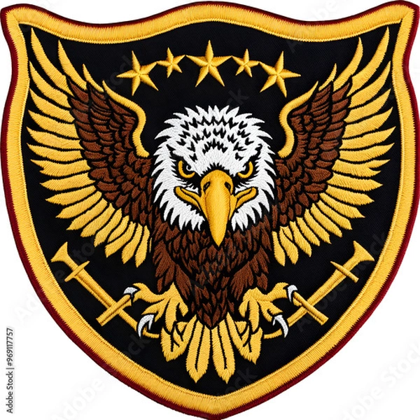 Fototapeta Eagle Embroidered Patch Badge Isolated on Transparent Background
