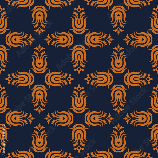 Obraz Seamless victorian floral pattern dark blue background