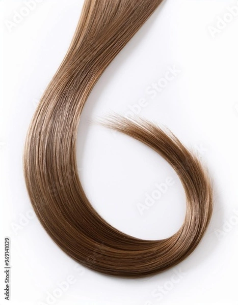 Fototapeta a strait and smooth hair isolated on background for hair care with a shampoo and flowers