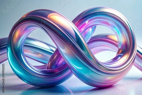 Obraz Abstract rounded lines on a light background, 3d render, 