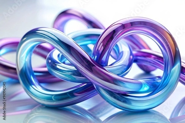 Obraz Abstract rounded lines on a light background, 3d render, 