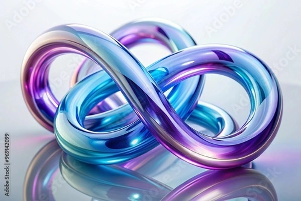 Obraz Abstract rounded lines on a light background, 3d render, 