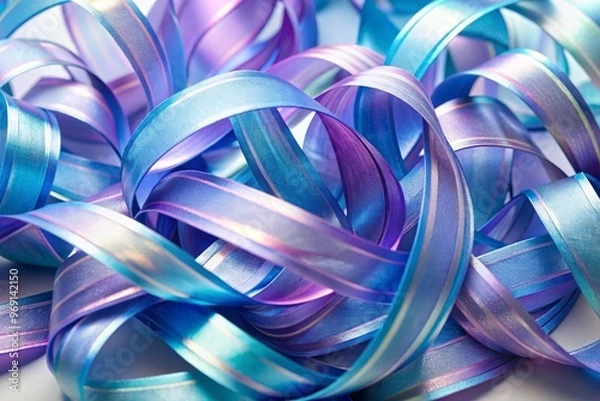 Obraz Abstract rounded lines on a light background, 3d render, 