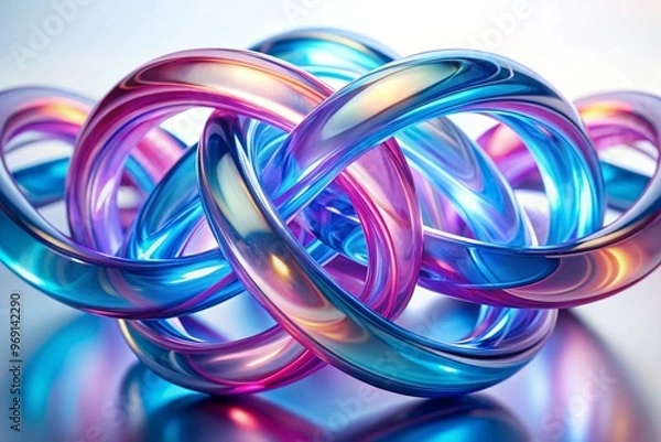 Obraz Abstract rounded lines on a light background, 3d render, 