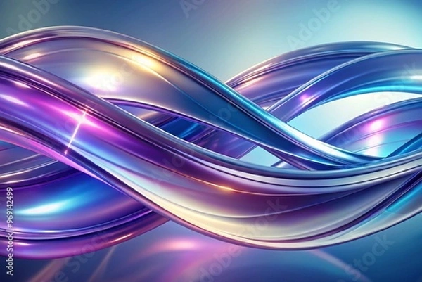 Obraz Abstract rounded lines on a light background, 3d render, 