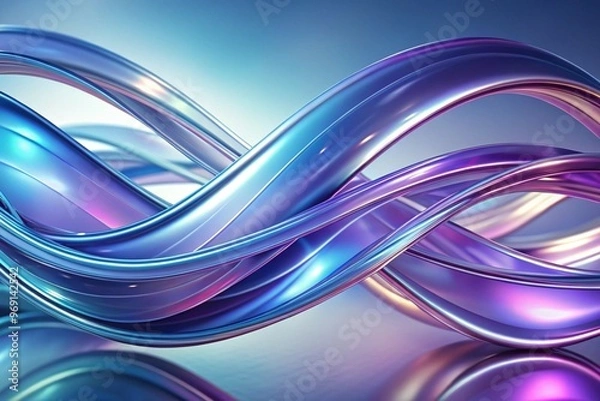 Obraz Abstract rounded lines on a light background, 3d render, 