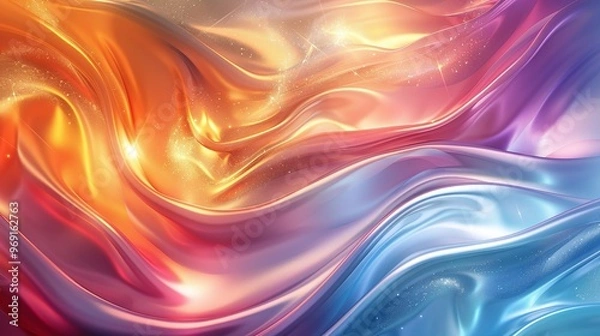 Fototapeta innovative design of an abstract colorful metallic wavy background featuring dynamic shapes and bold hues, perfect for modern digital art