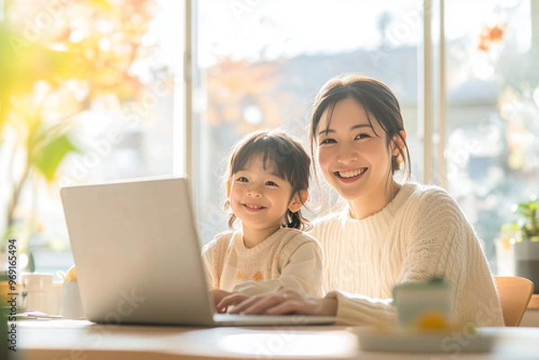 Obraz ノートパソコンを使う主婦