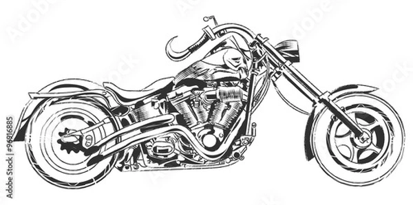 Obraz Vector bikers. Hand drawing vector motorcycle with bike elements