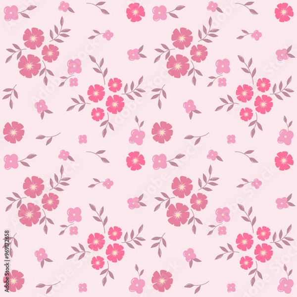 Fototapeta pink flower seamless pattern