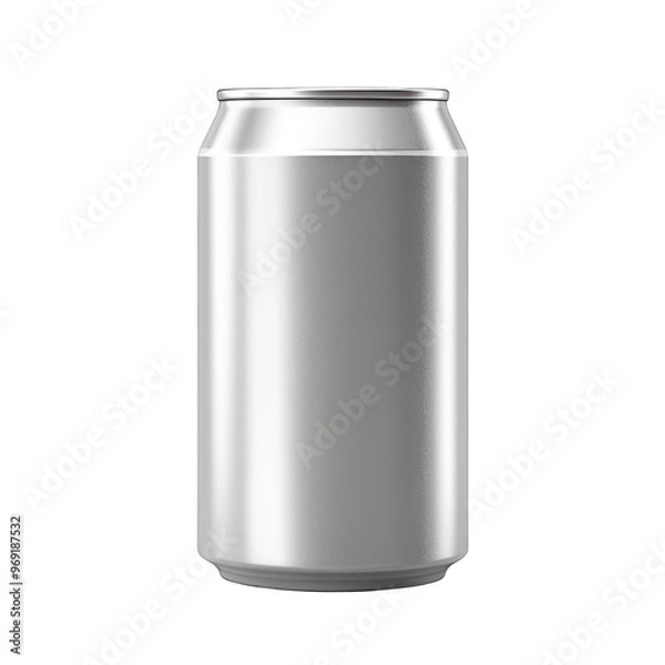 Obraz Aluminum Beverage Can on Isolated Background for Product Mockup. Blank Metallic Drink Can