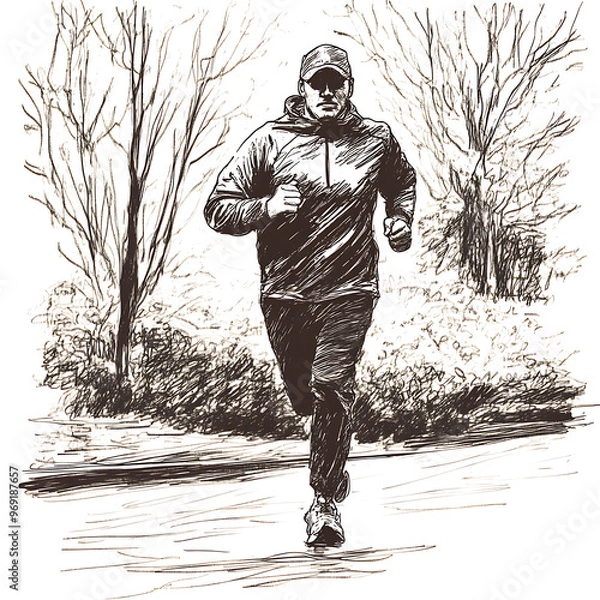 Fototapeta man is running AI generated