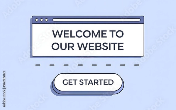 Fototapeta Website Welcome Page with Get Started Button Illustration