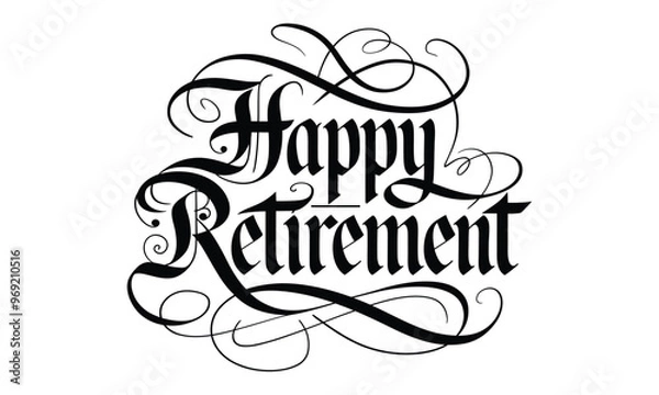 Obraz Happy Retirement Typography Vector Design - Minimalistic Lettering Artwork