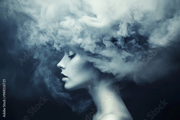 Obraz Mysterious Woman in a Cloud of Smoke
