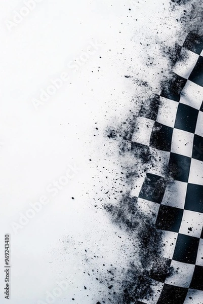 Fototapeta abstract checkered flag design with dust particles