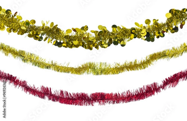 Fototapeta Christmas red and gold tinsel