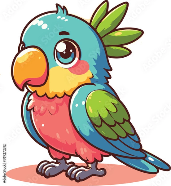 Obraz a cute cartoon parrot bird standing