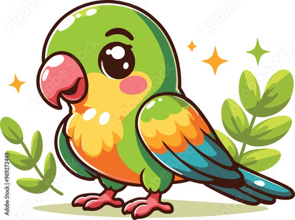 Obraz a cute cartoon parrot bird standing
