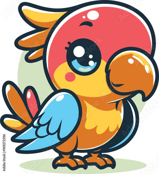 Obraz a cute cartoon parrot bird standing