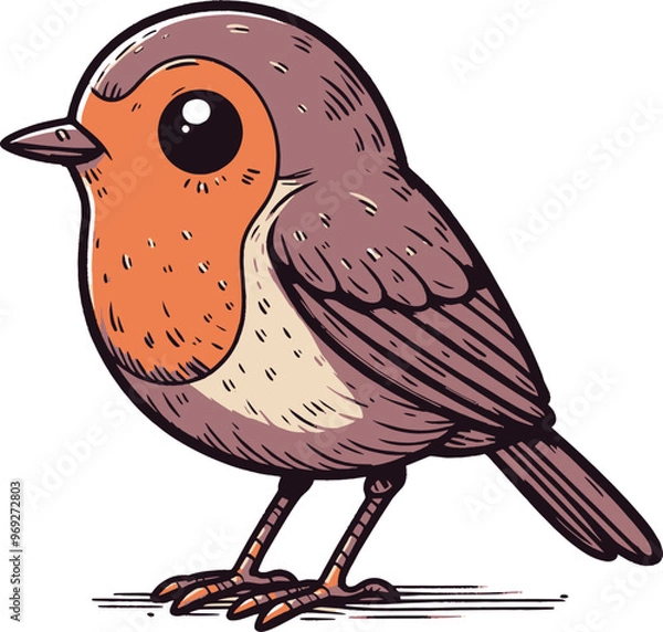 Obraz a cute cartoon robin bird standing