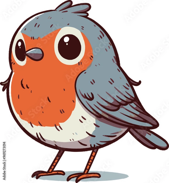 Obraz a cute cartoon robin bird standing
