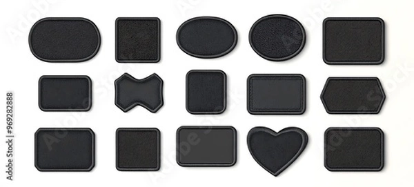 Fototapeta black embroidered patch mock up, different types